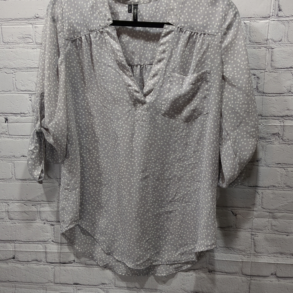 Gray Polka Dot Women's Top